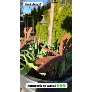 Stylowe wyjątkowe WAŻKI RUSTYKALNE na piku dekoracja ogrodowa do doniczki - 2 sztuki ważka
